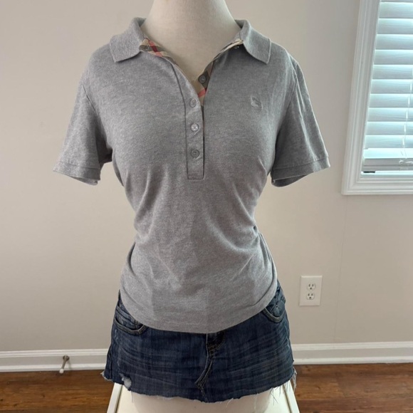 Burberry Gray Women's Button Down Polo Shirt - Picture 1 of 2
